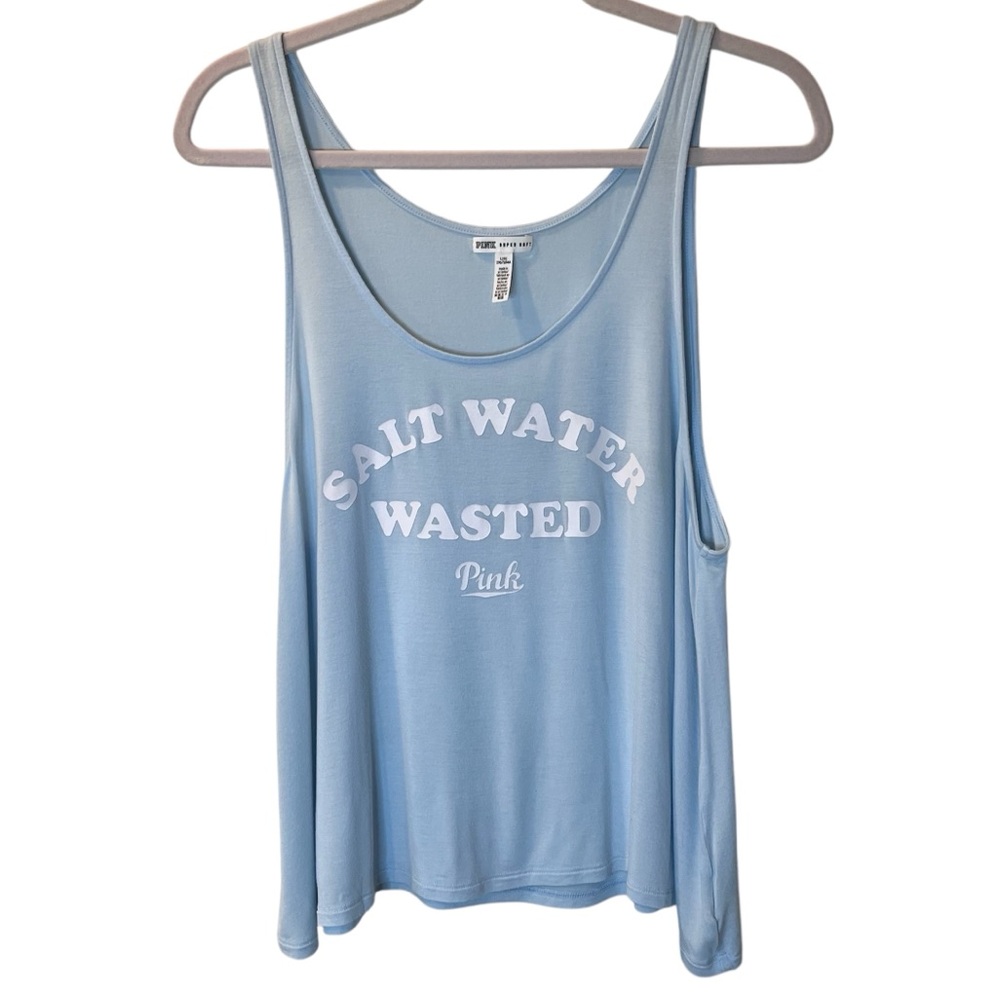 Victoria's Secret Pink super soft beach “Saltwater wasted” crop tank large blue